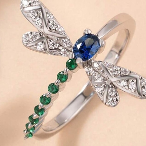 Cubic Zirconia Dragonfly Ring - Picture 3 of 7